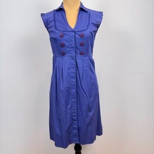 Anthropologie Maeve Sleeveless V-Neck Midi Dress in Deep Violet Blue Size 6